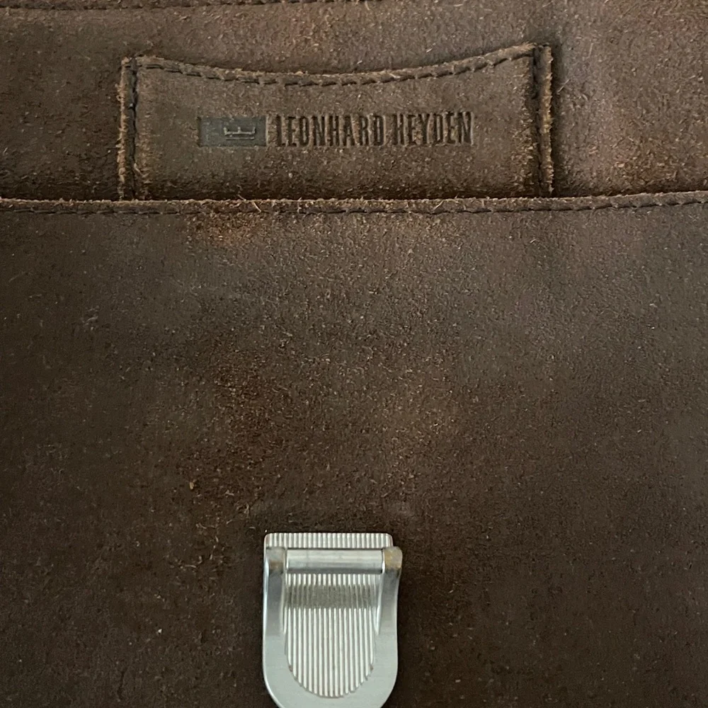 Leonhard Heyden Suede Brown Leather Messenger Bag